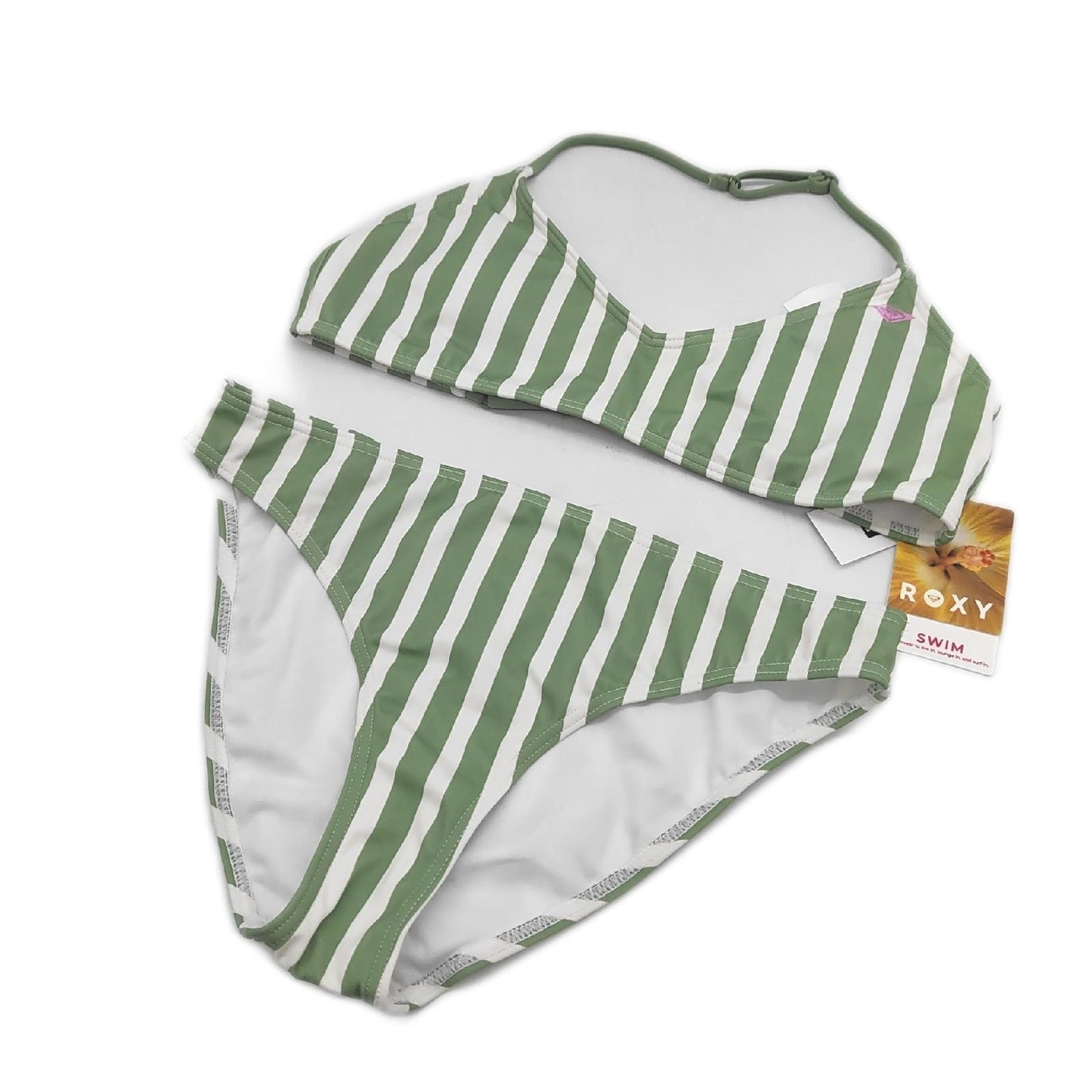 Roxy Bikini Badebekleidung Strandmode BICO TRI Basil Active RG Stripe Badespaß für Mädchen 16 Jahre
