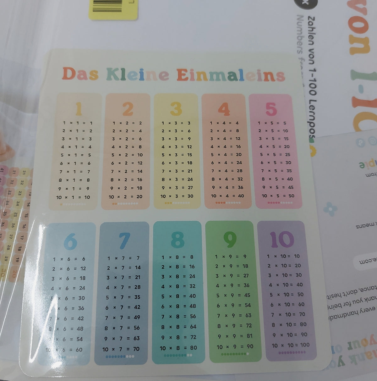 Gumpie Zahlen von 1-100 Lernposter für Kinder 1. Klasse DIN A3 - Zahlenposter Grundschule Mathe zum spielerischen Rechnen - Klassenzimmer & Kinderzimmer Deko als Rechenhilfe - Hundertertafel