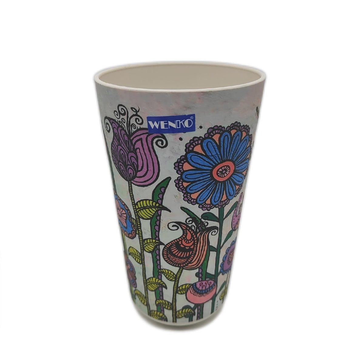 W KO Blumenvase Wohnaccessoires Bambus Vase mit Blumenmuster florale Dekoration elegant
