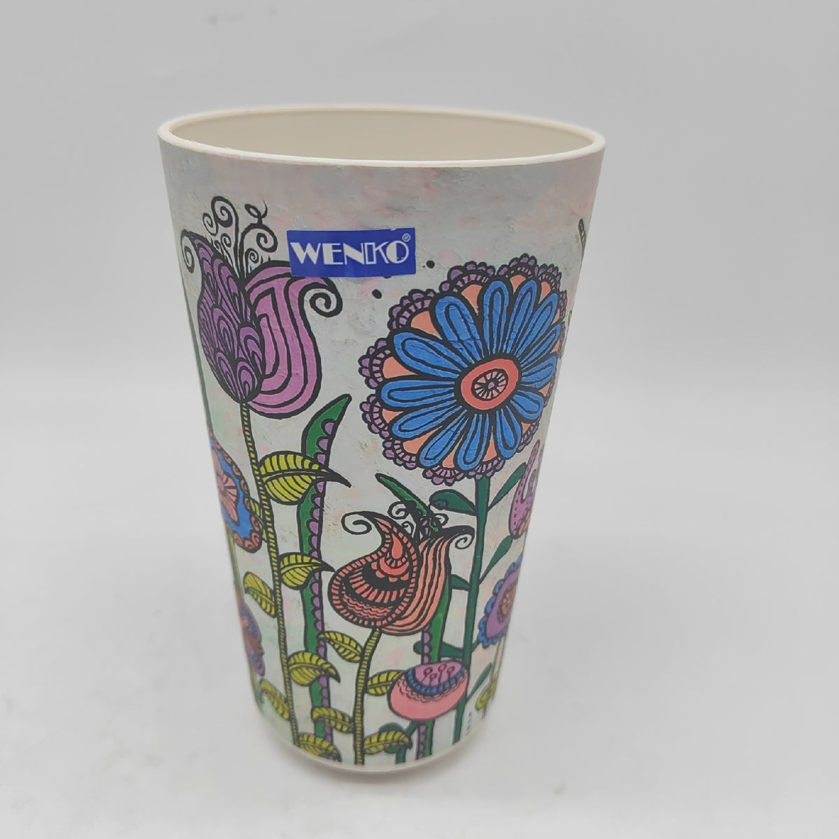 W KO Blumenvase Wohnaccessoires Bambus Vase mit Blumenmuster florale Dekoration elegant