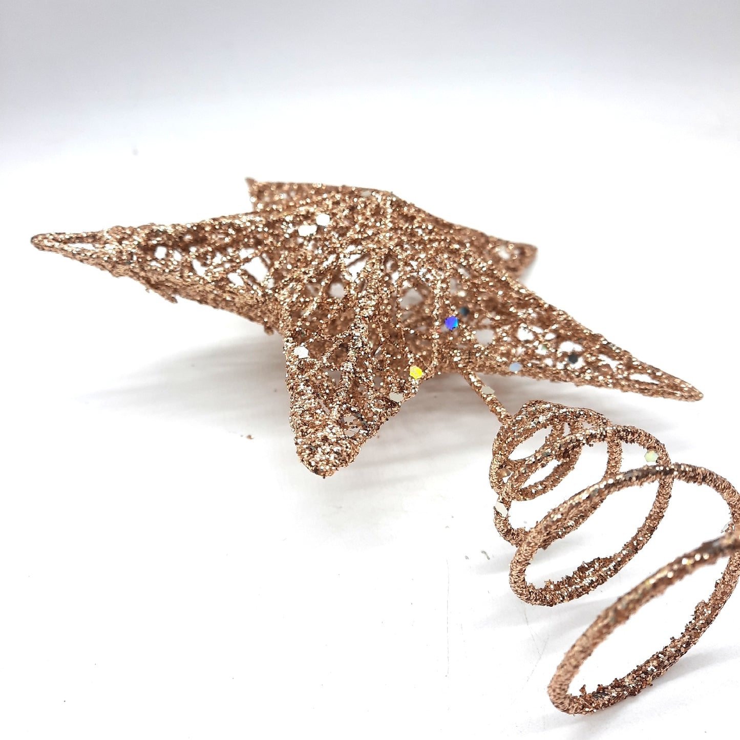 KEYIDO Weihnachtsbaumspitze Dekoration Stern Champagner Metall festlich elegant für Weihnachtsbaum