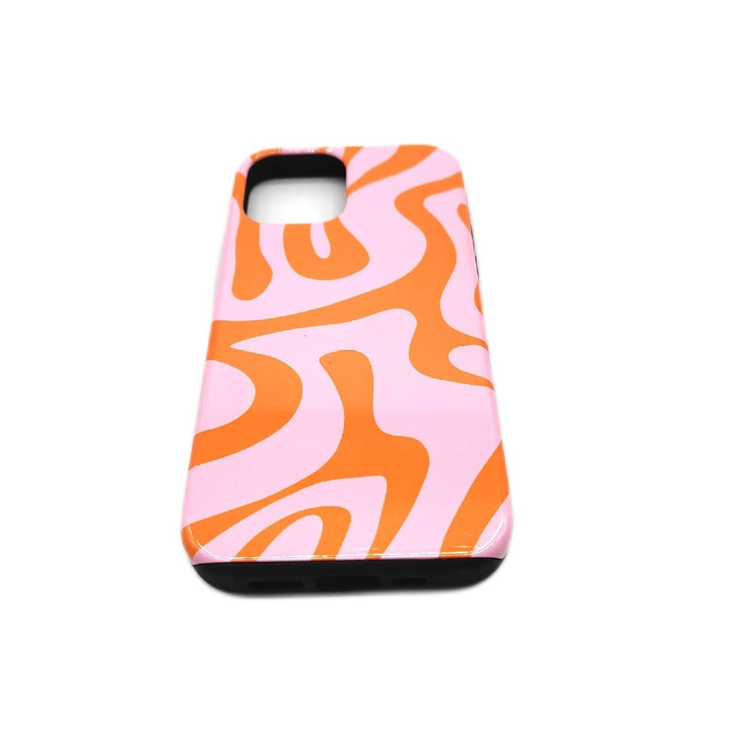 Apple iPhone Hülle Schutzhülle iPhone 12 Rosa Orange Liquid Swirl Abstr