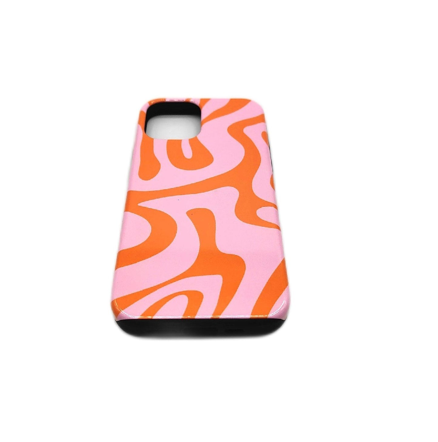 Apple iPhone Hülle Schutzhülle iPhone 12 Rosa Orange Liquid Swirl Abstr