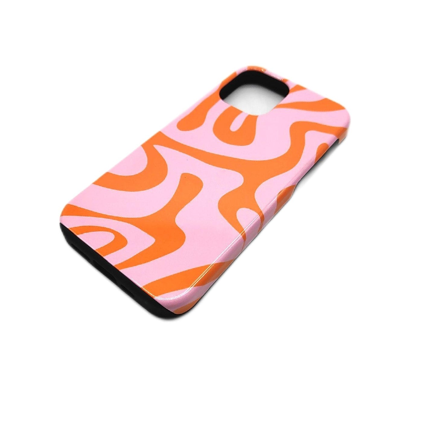 Apple iPhone Hülle Schutzhülle iPhone 12 Rosa Orange Liquid Swirl Abstr