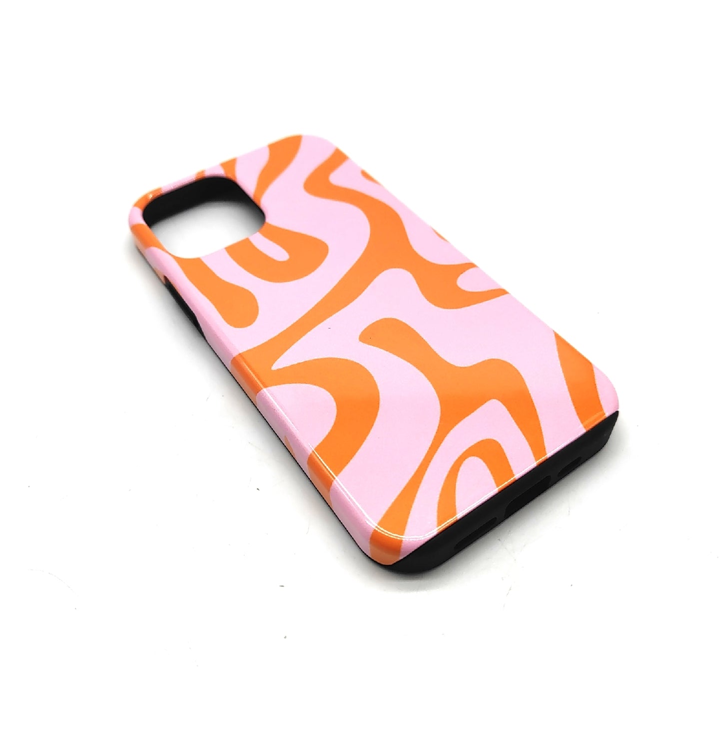 Apple iPhone Hülle Schutzhülle iPhone 12 Rosa Orange Liquid Swirl Abstr