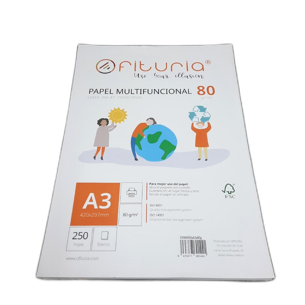 Packung mit 80 g A3-Blättern  250 Blatt  weißes Multifunktionspapier für Schule und Laborals  ideal für Laserdrucker  Tintenstrahldrucker oder Kopierer - Ofituria