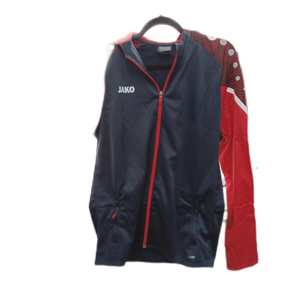 JAKO Herren Trainingsanzug Polyester Performance Kapuze Marine Rot Gr L