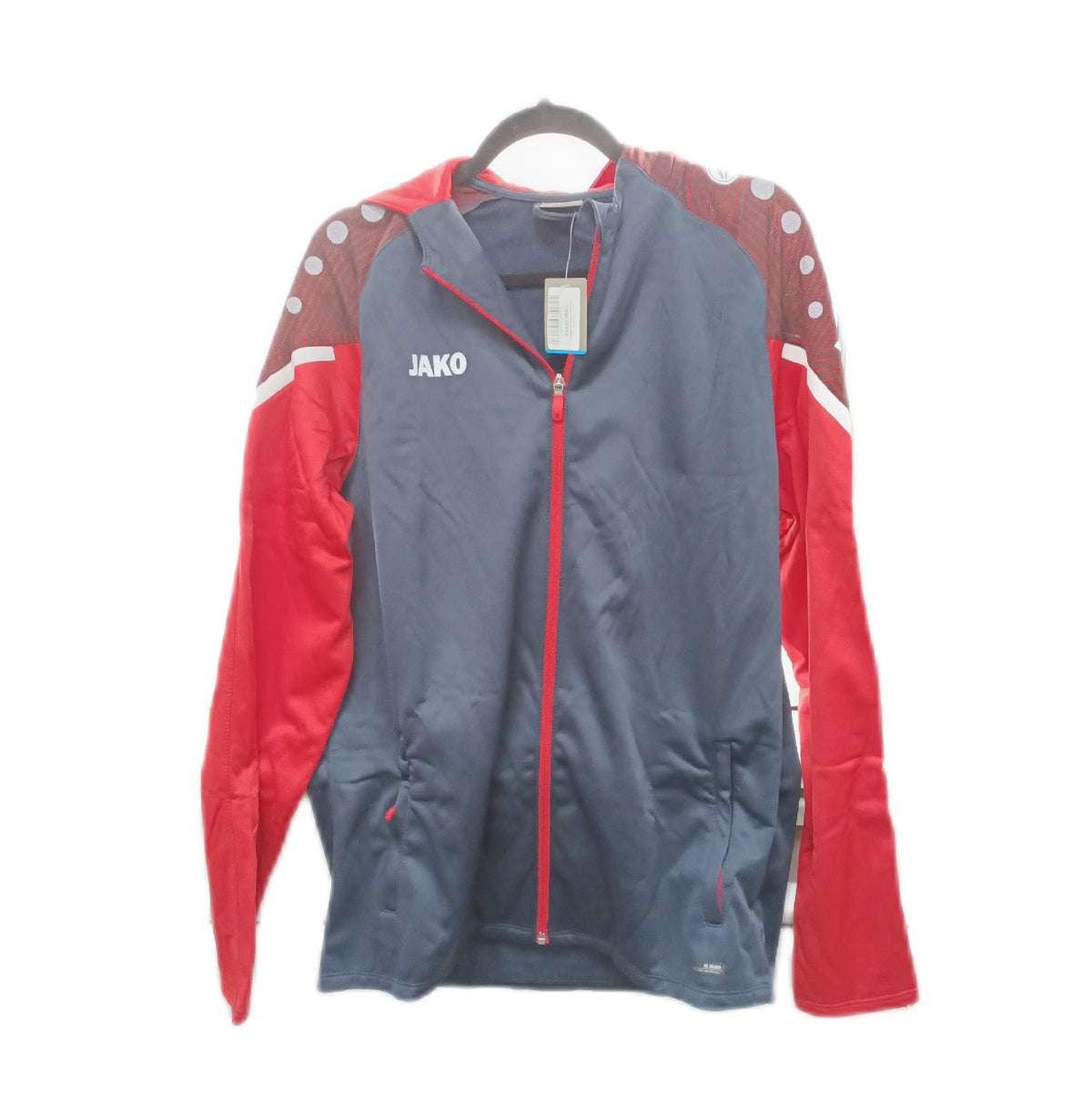 JAKO Herren Trainingsanzug Polyester Performance Kapuze Marine Rot Gr L