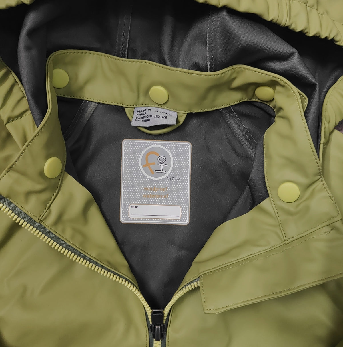 first instinct by killtec Kinder Regenjacke FIOS 24 mit Kapuze naturgrun Gr 110