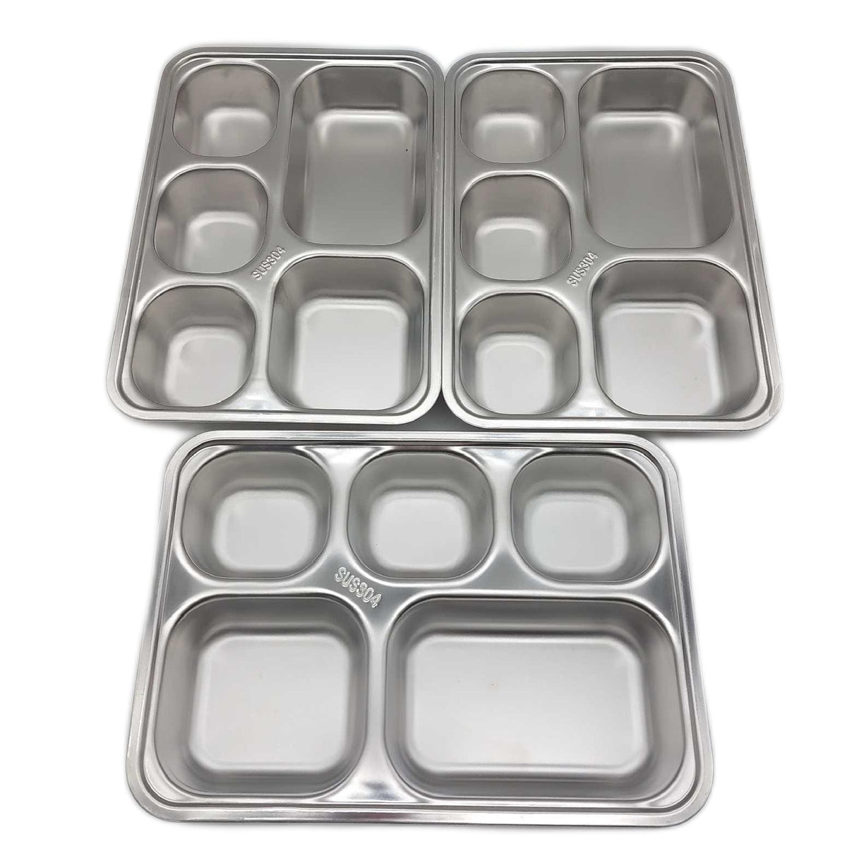 HFZCV 3 Stück Bento Snackbox Edelstahl 5 Fächer Gebrauchsspuren Deckel