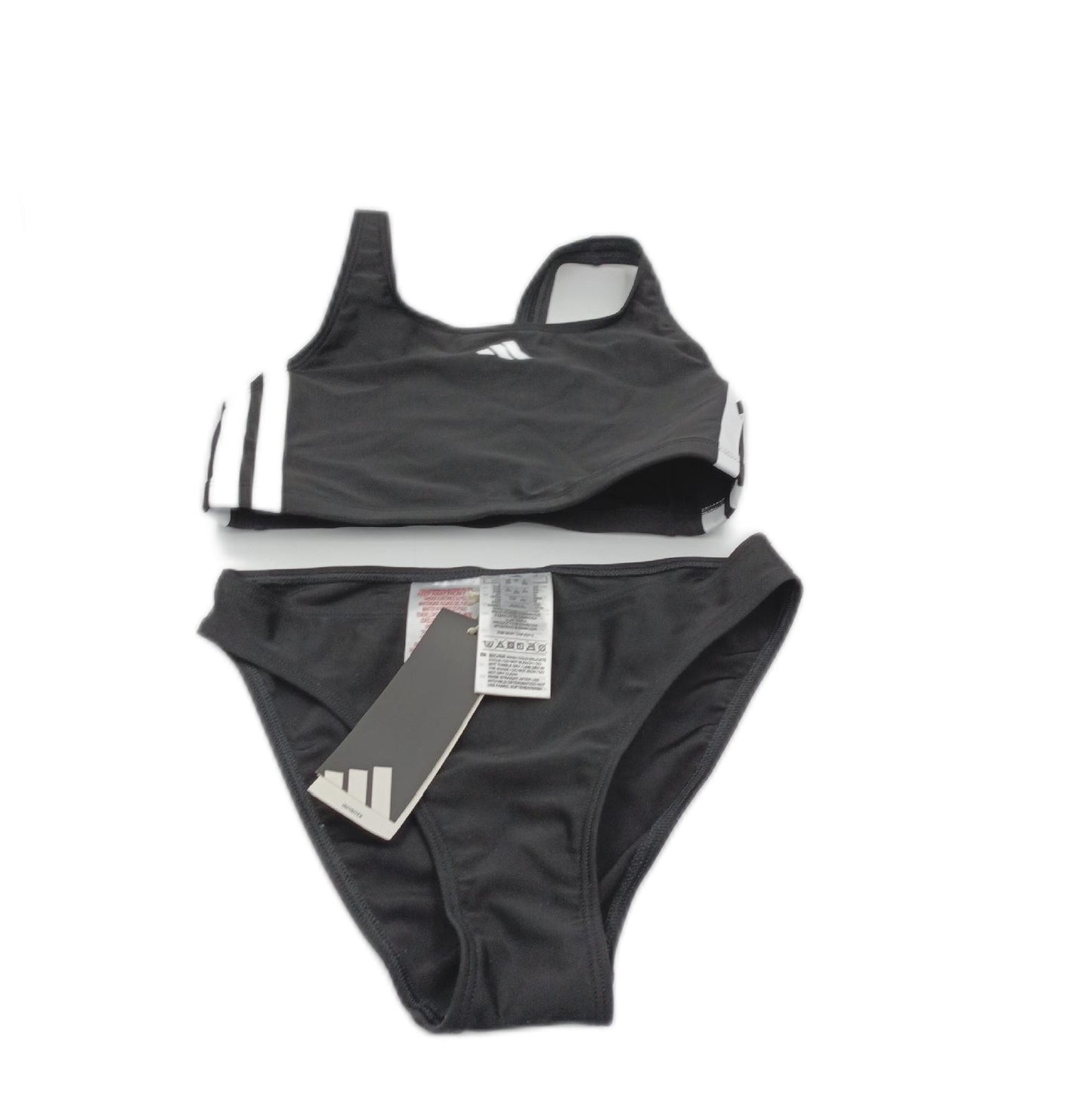 Adidas Bikini Mädchen Badebekleidung 3 Stripes V Back Swimwear Schwarz Weiß Sportlich