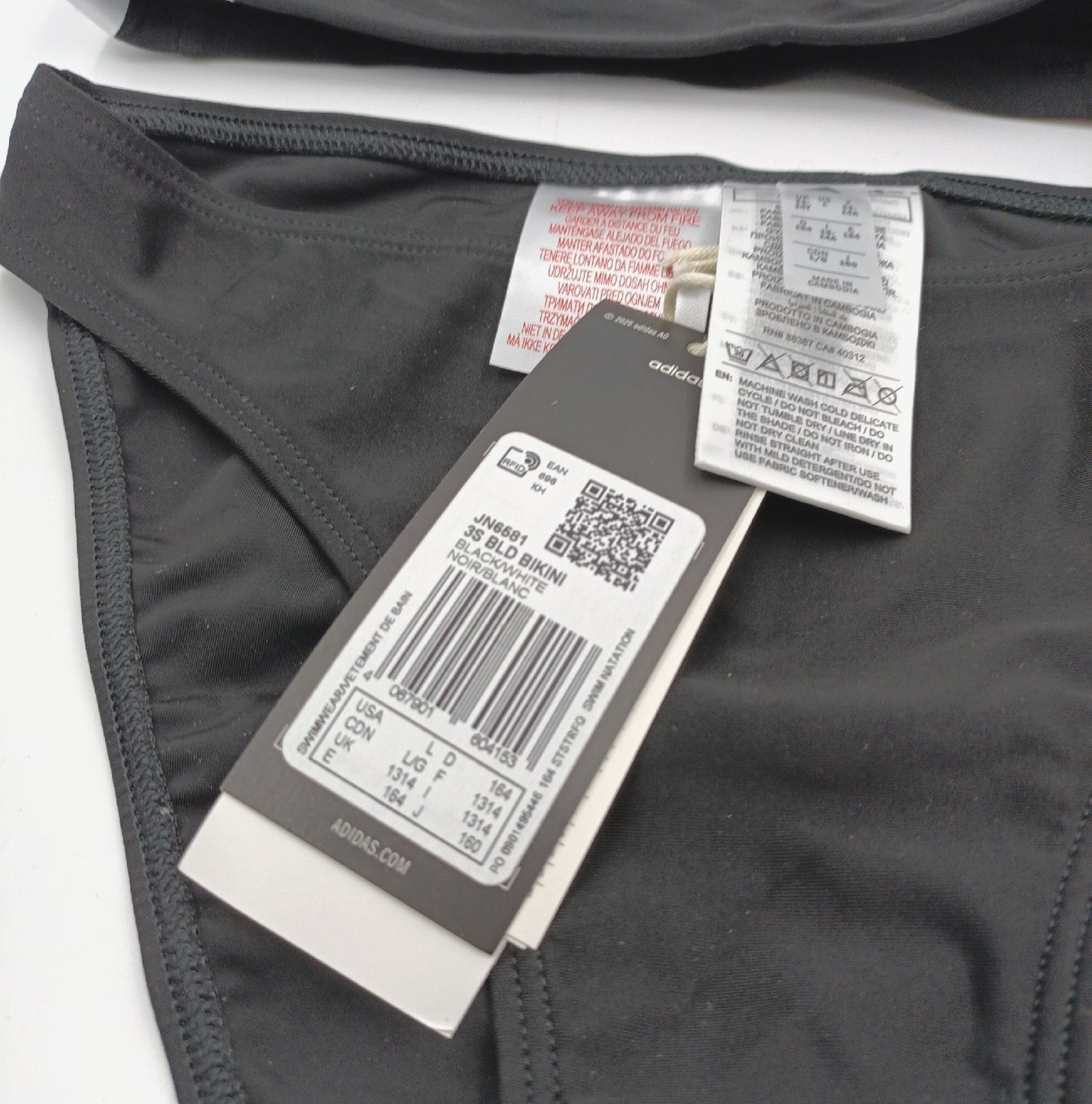 Adidas Bikini Mädchen Badebekleidung 3 Stripes V Back Swimwear Schwarz Weiß Sportlich