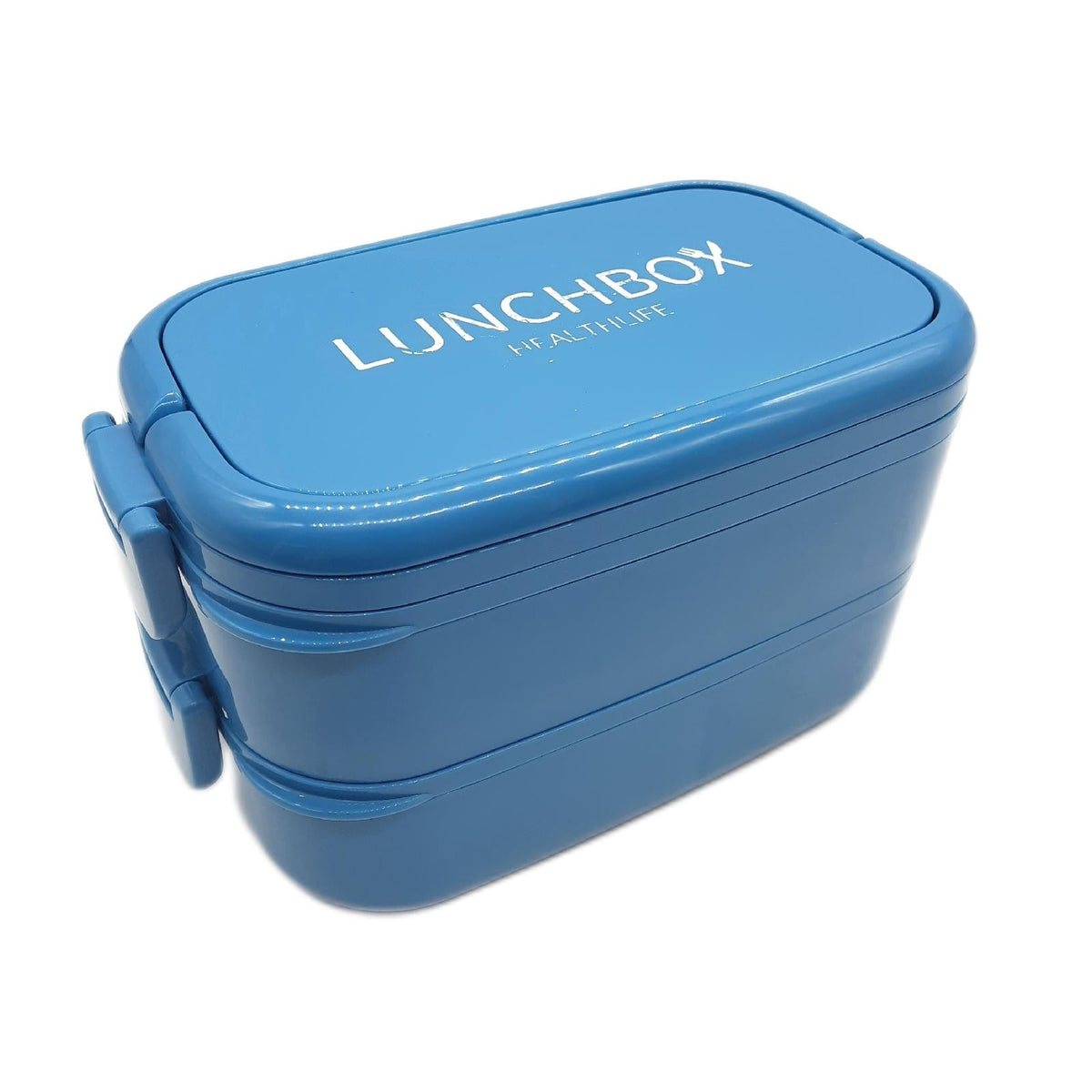 Beeptrum Bento Lunch Box stapelbar, 1400ml Behälter mit 4 Fächern und Besteck, auslaufsichere 2-Schicht-Boxen, für Erwachsene Büro, Mikrowelle spülmaschinenfest (Reines Blau)