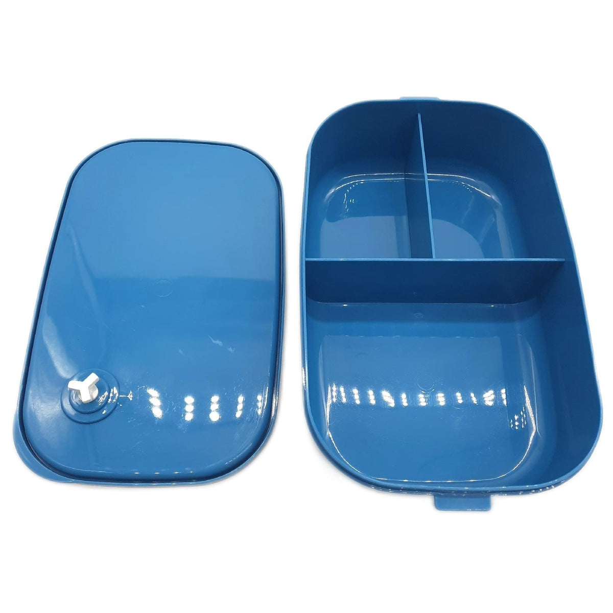 Beeptrum Bento Lunch Box stapelbar, 1400ml Behälter mit 4 Fächern und Besteck, auslaufsichere 2-Schicht-Boxen, für Erwachsene Büro, Mikrowelle spülmaschinenfest (Reines Blau)