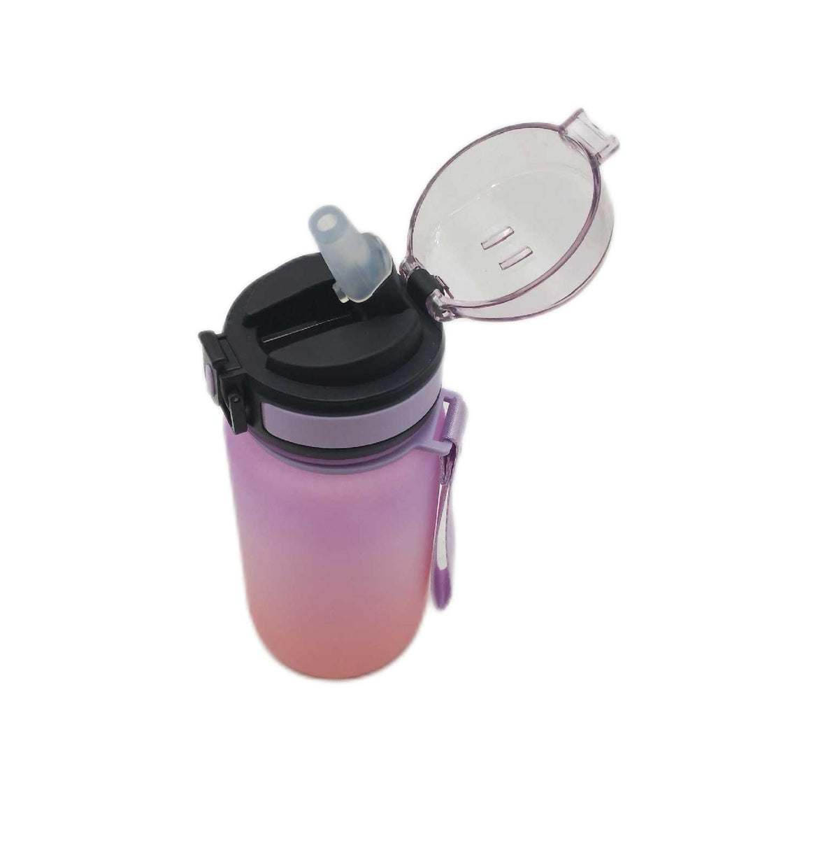 JAPORIA Trinkflasche 500ml Auslaufsicher Strohhalm Zeitmarkierung Sportflasche