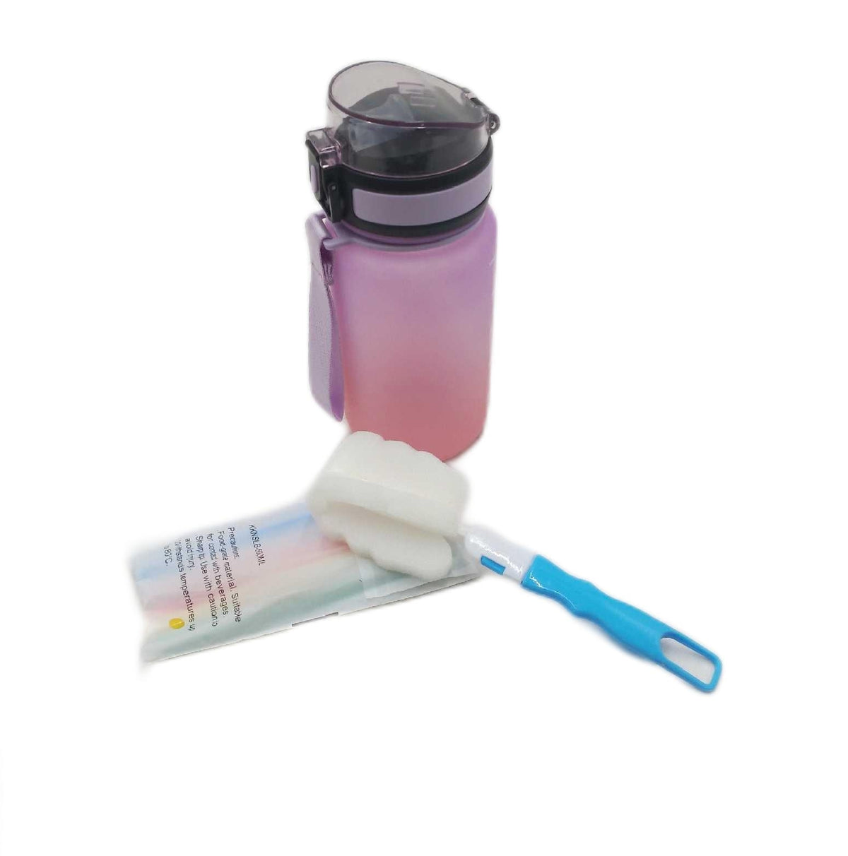 JAPORIA Trinkflasche 500ml Auslaufsicher Strohhalm Zeitmarkierung Sportflasche