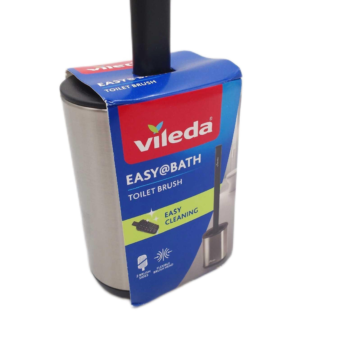Vileda Toilettenbürste Silber Flexkopf Edelstahlgriff WC Bürste Silikon Kopf 2in1