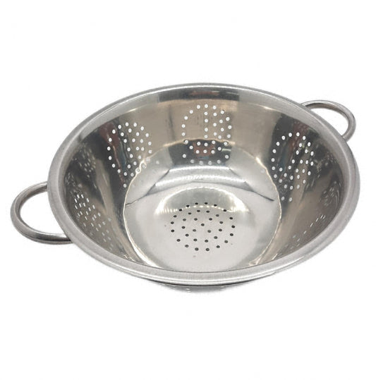 Relaxdays Küchensieb Edelstahl Seiher mit Griffen runder Standfuß silber Accessory