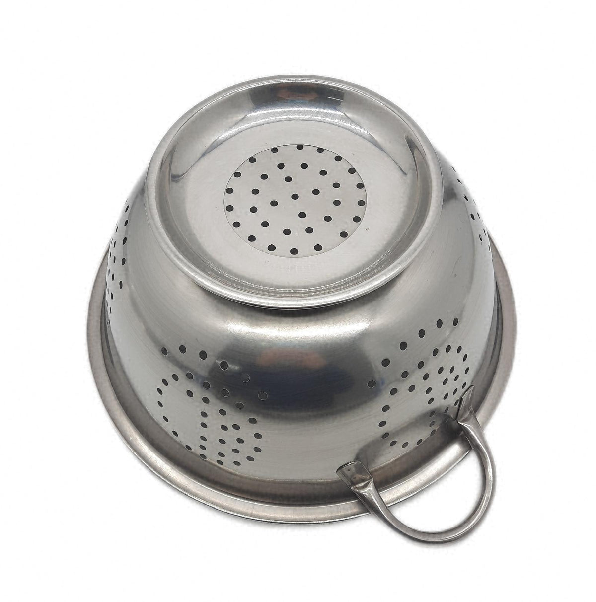 Relaxdays Küchensieb Edelstahl Seiher mit Griffen runder Standfuß silber Accessory