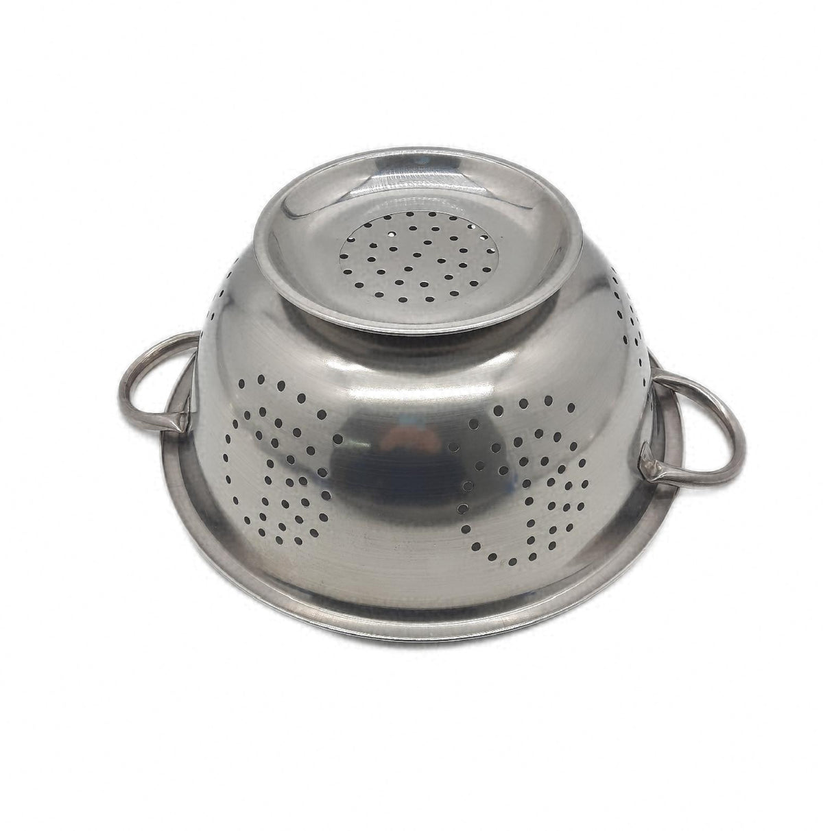 Relaxdays Küchensieb Edelstahl Seiher mit Griffen runder Standfuß silber Accessory