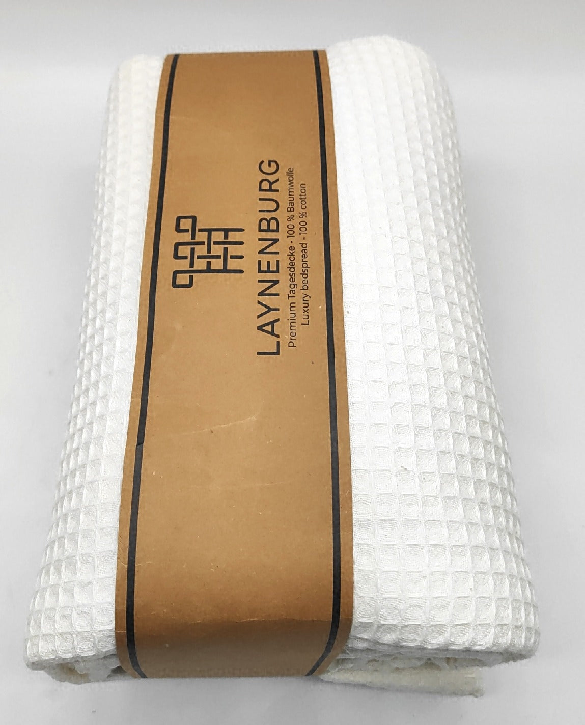LAYNENBURG NBURG Premium Tagesdecke 220 x 240 cm XXL Waffelpique 100 Prozent Baumwolle