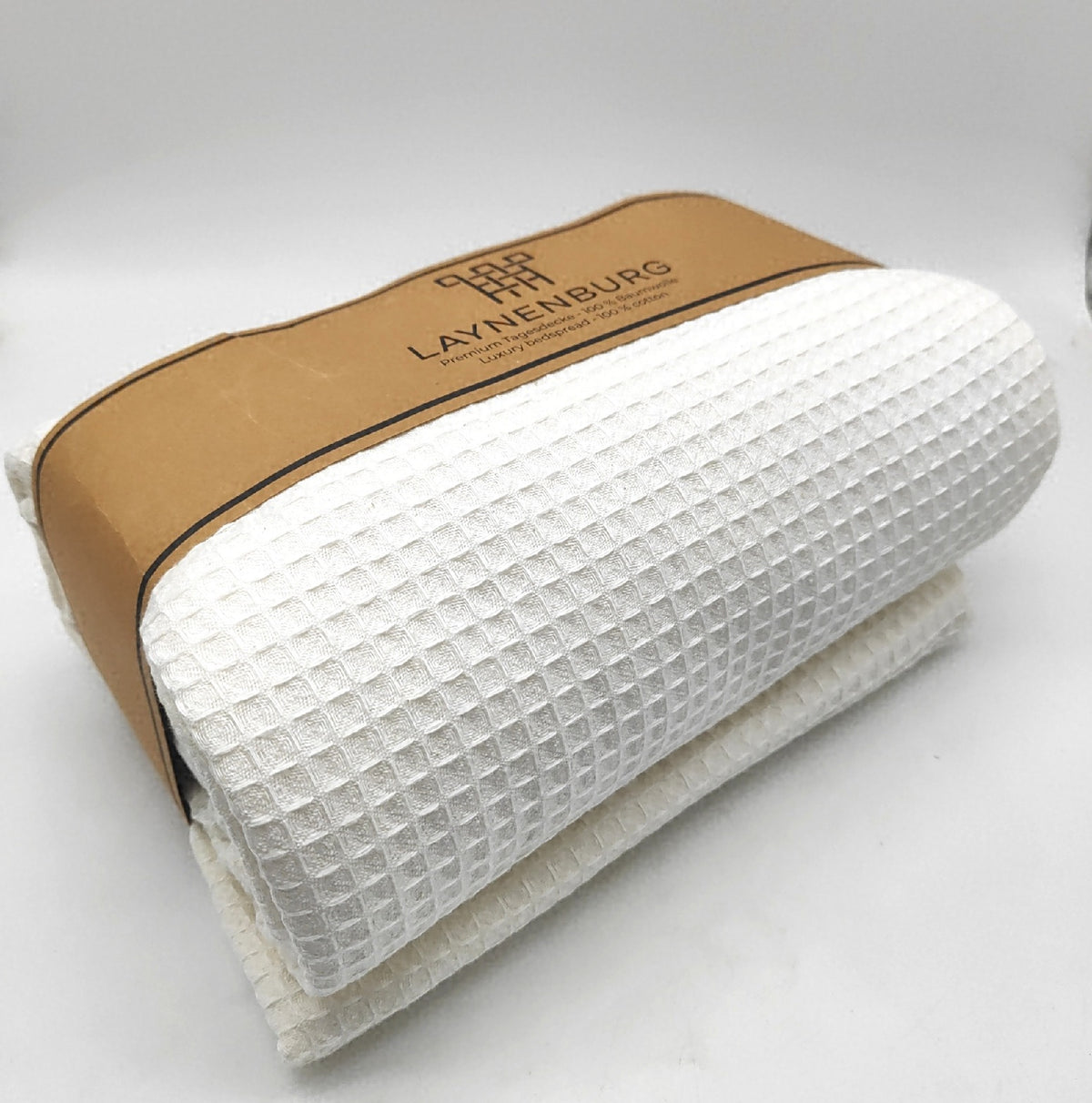LAYNENBURG NBURG Premium Tagesdecke 220 x 240 cm XXL Waffelpique 100 Prozent Baumwolle