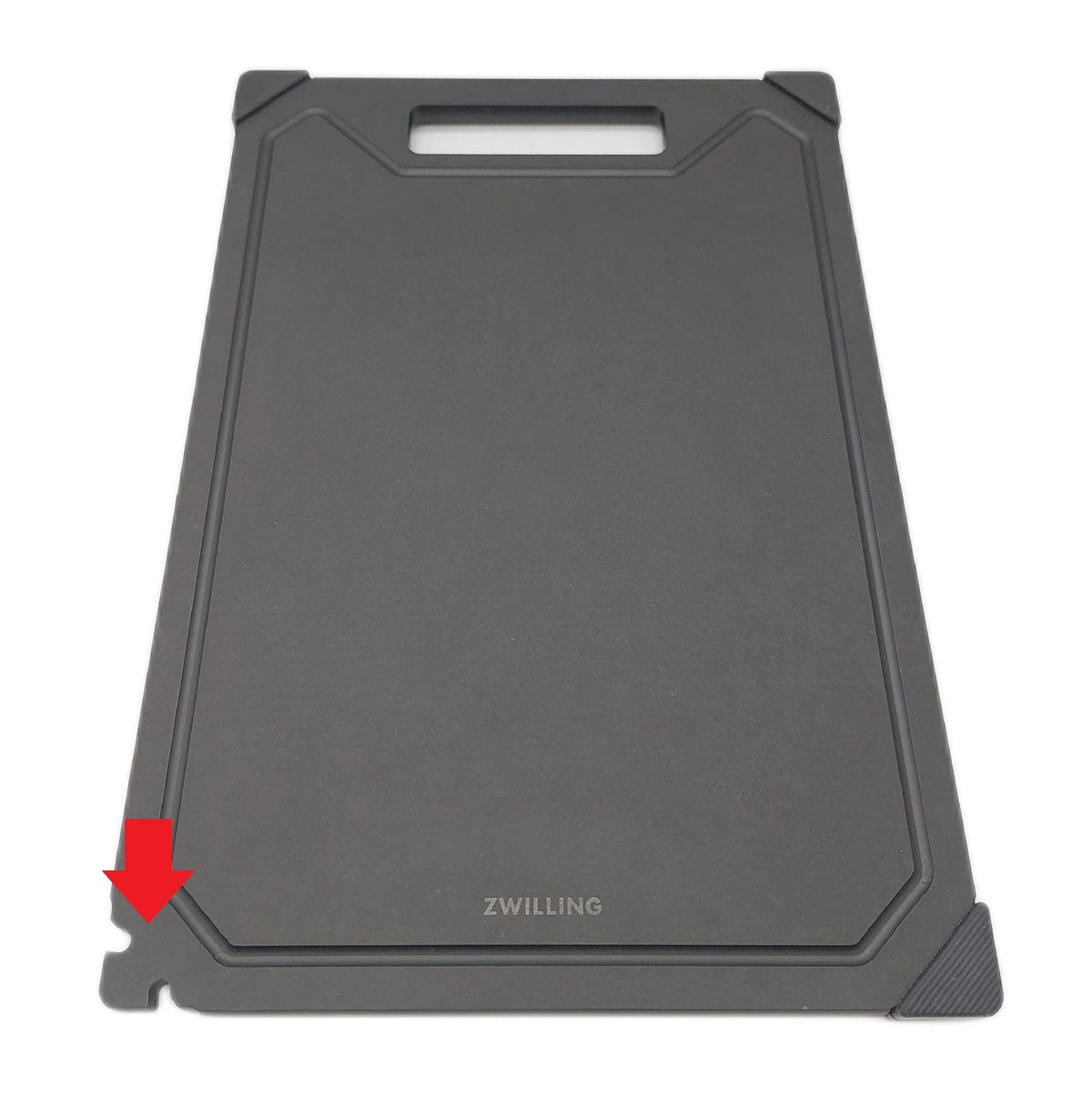 ZWILLING Schneidbrett Saftrille Fiberholz an Ecke Gummiecke fehlt