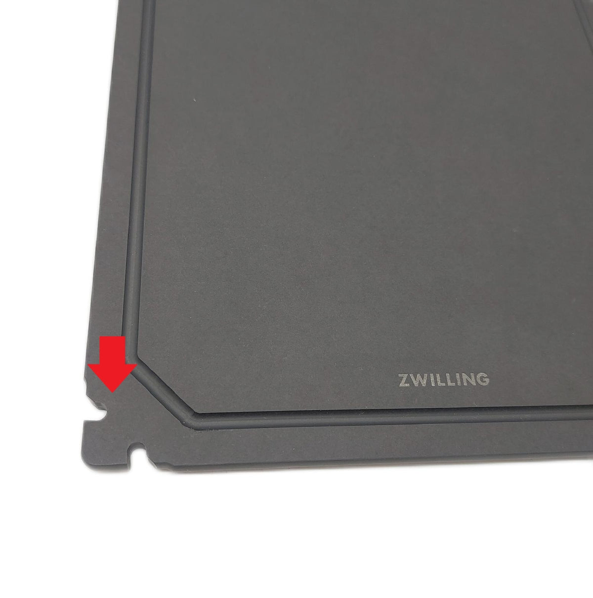 ZWILLING Schneidbrett Saftrille Fiberholz an Ecke Gummiecke fehlt