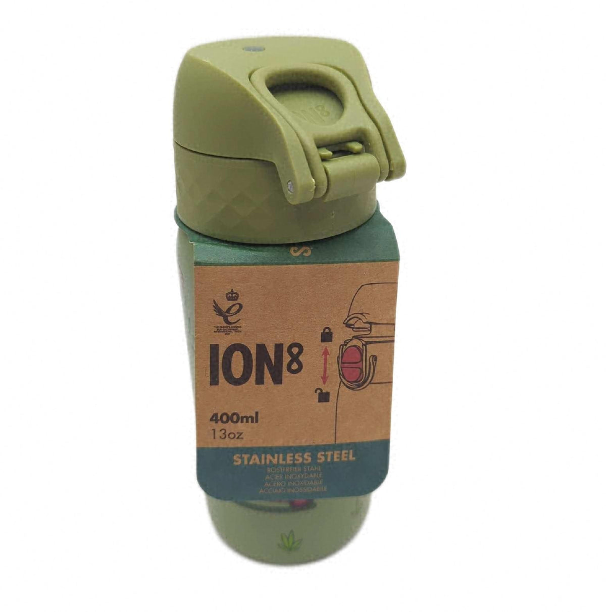 Ion8 Trinkflasche Edelstahl Leicht 400ml Nicht Isoliert Auslaufsicher Kinderflasche