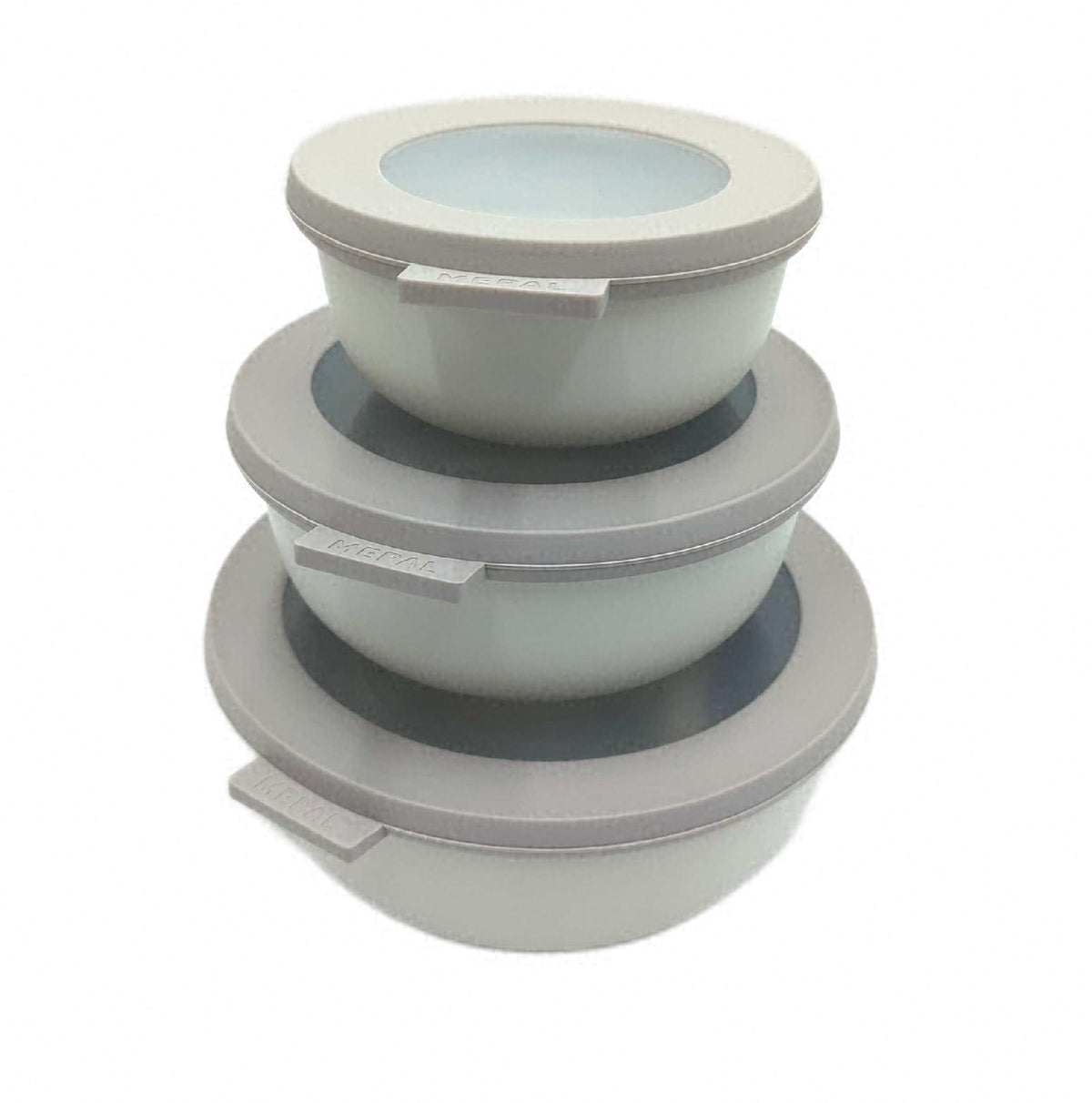 Mepal Cirqula Multischuessel Set 3 Teilig Nordic White mit 350 750 1250 ml Deckel leichte Kratzer