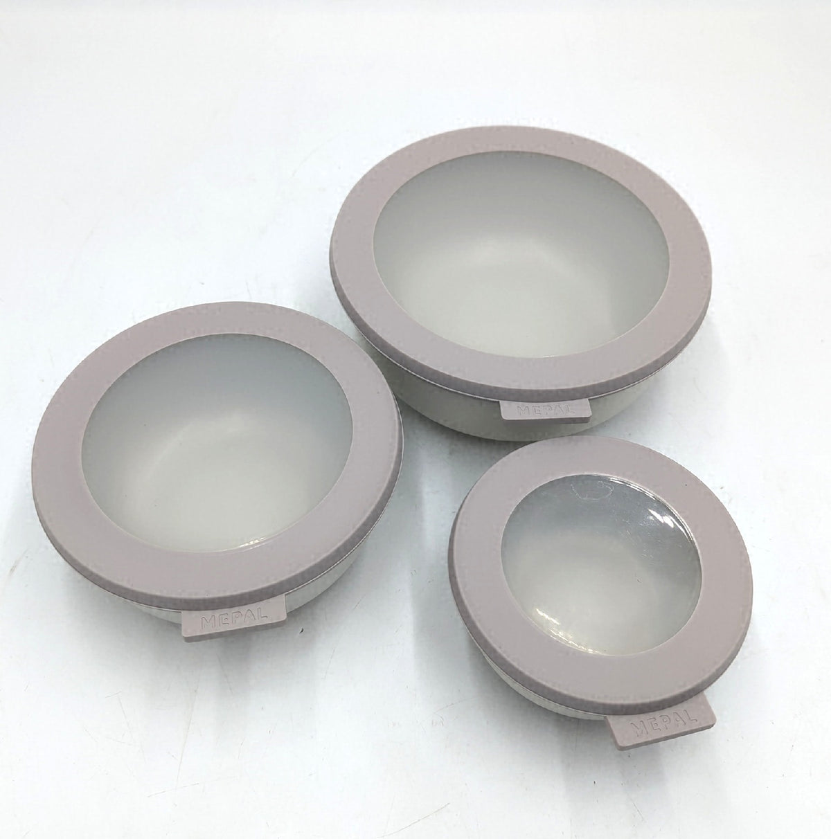 Mepal Cirqula Multischuessel Set 3 Teilig Nordic White mit 350 750 1250 ml Deckel leichte Kratzer