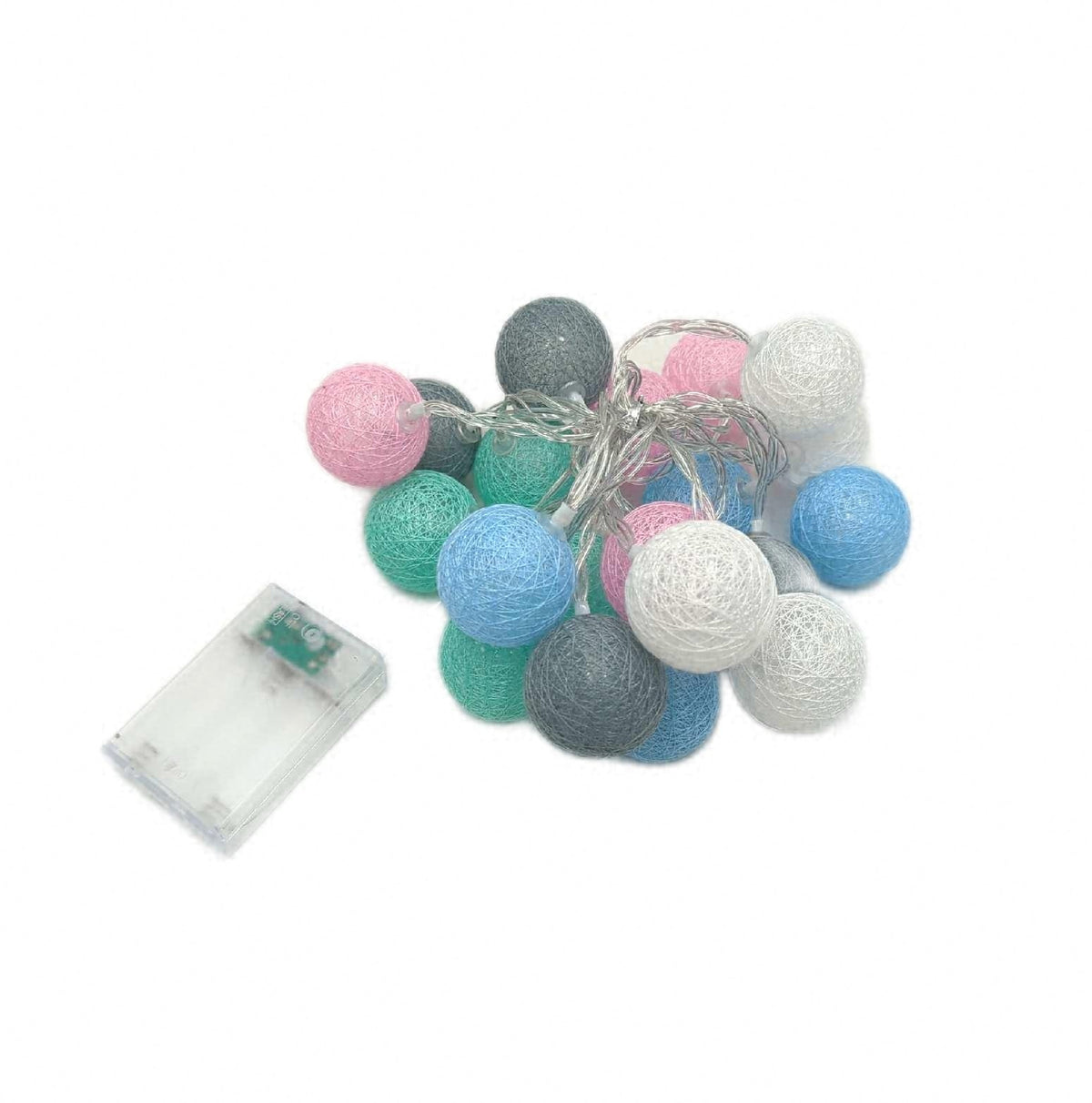 Baumwollkugeln Lichterkette Batterie 3M 20 LED Beleuchtung 4cm Kugeln Dekolichterkette