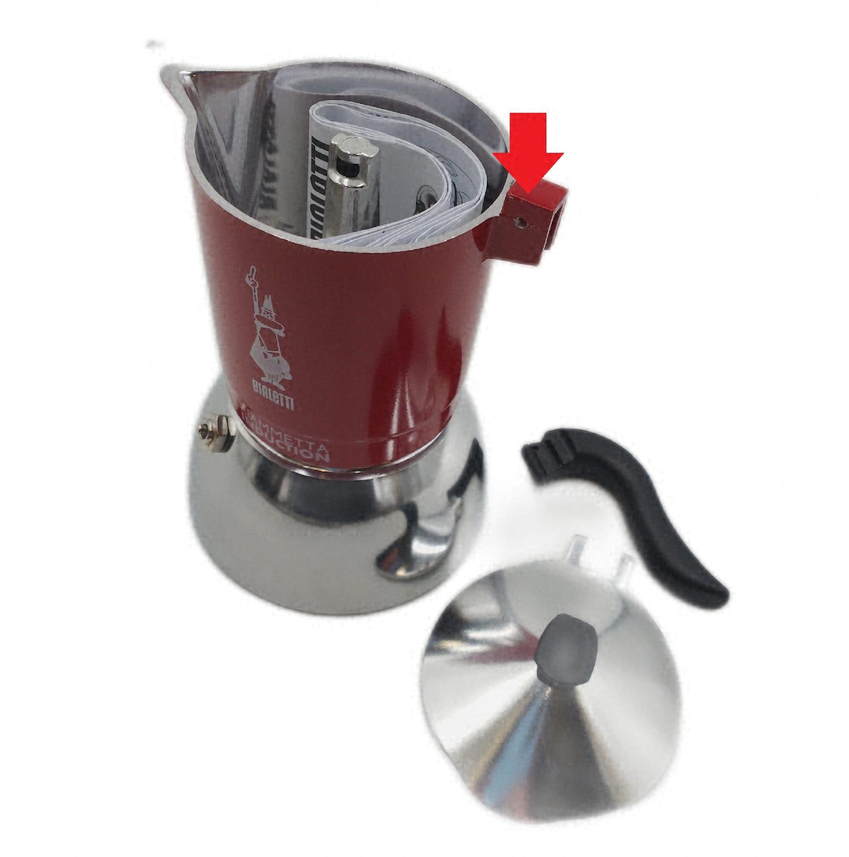Bialetti 0007144 Rote Kaffeemaschine Espressokocher ohne Schraube