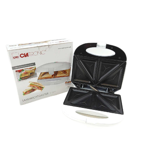 Clatronic Sandwichmaker ST 3813 weiß dreieckige Platten Antihaftbeschichtung Backampel 820 Watt