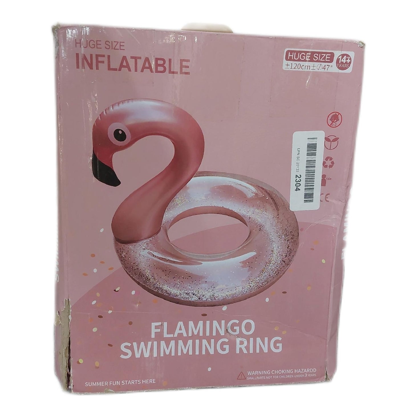 GOHHME Schwimmring Flamingo Schwimmzubehör Aufblasbar Glitzer Rosa Schwimmen Spaß