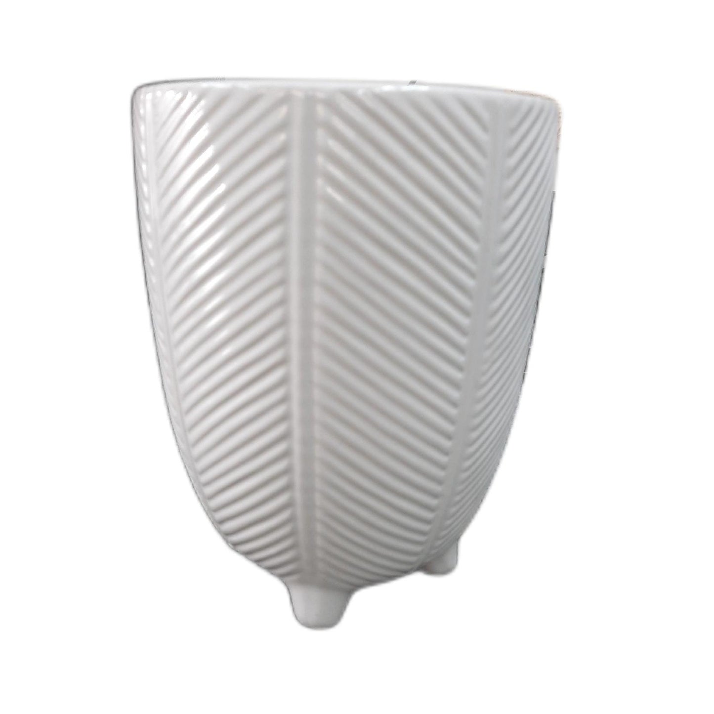 Leaf Übertopf Keramik Dekoration Hoch 19 cm Weiß Schwarz Modern Zuhause Accessoire