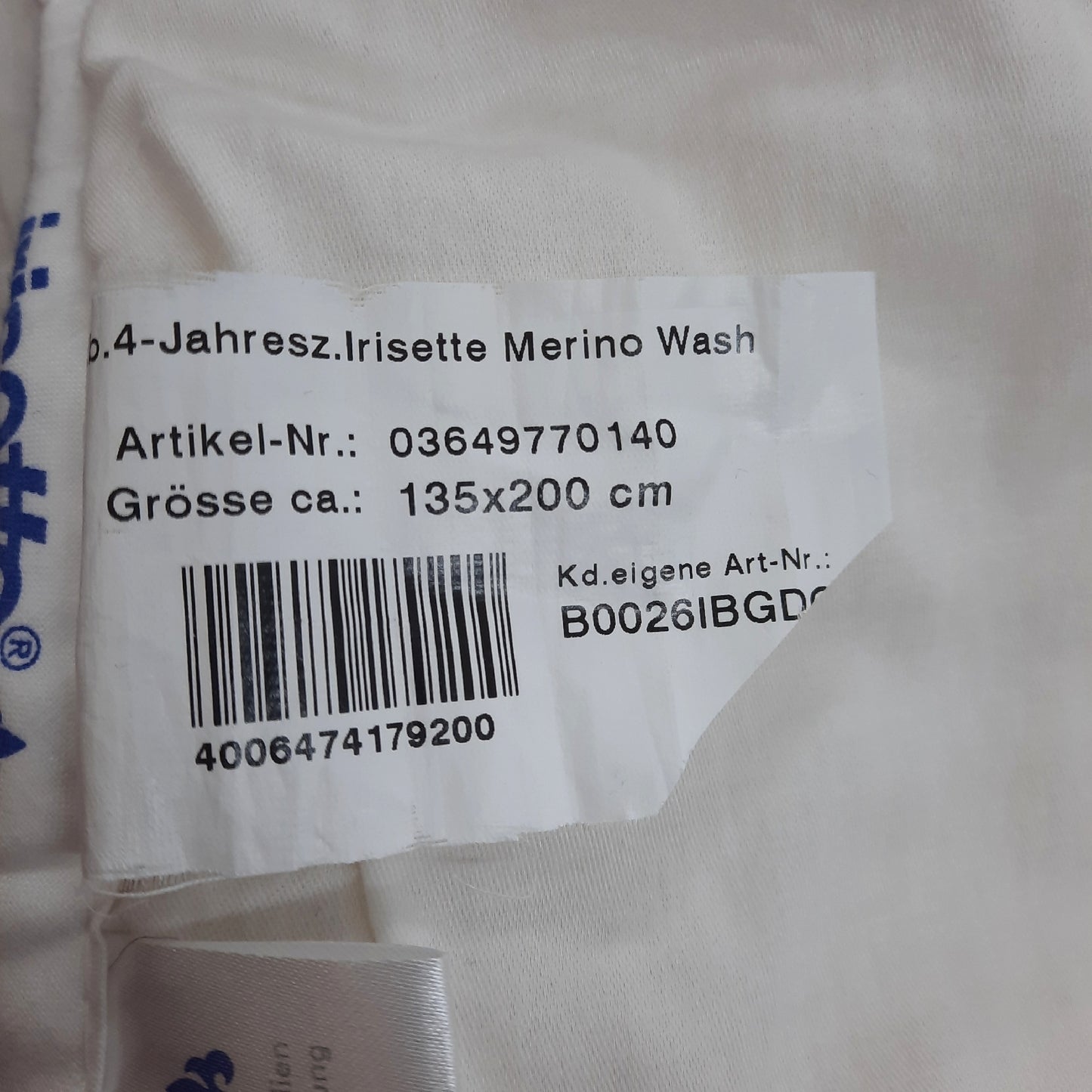 Irisette Badenia Bettcomfort 03649770140 Steppbett4-Jahresz Meri - Unvollständig