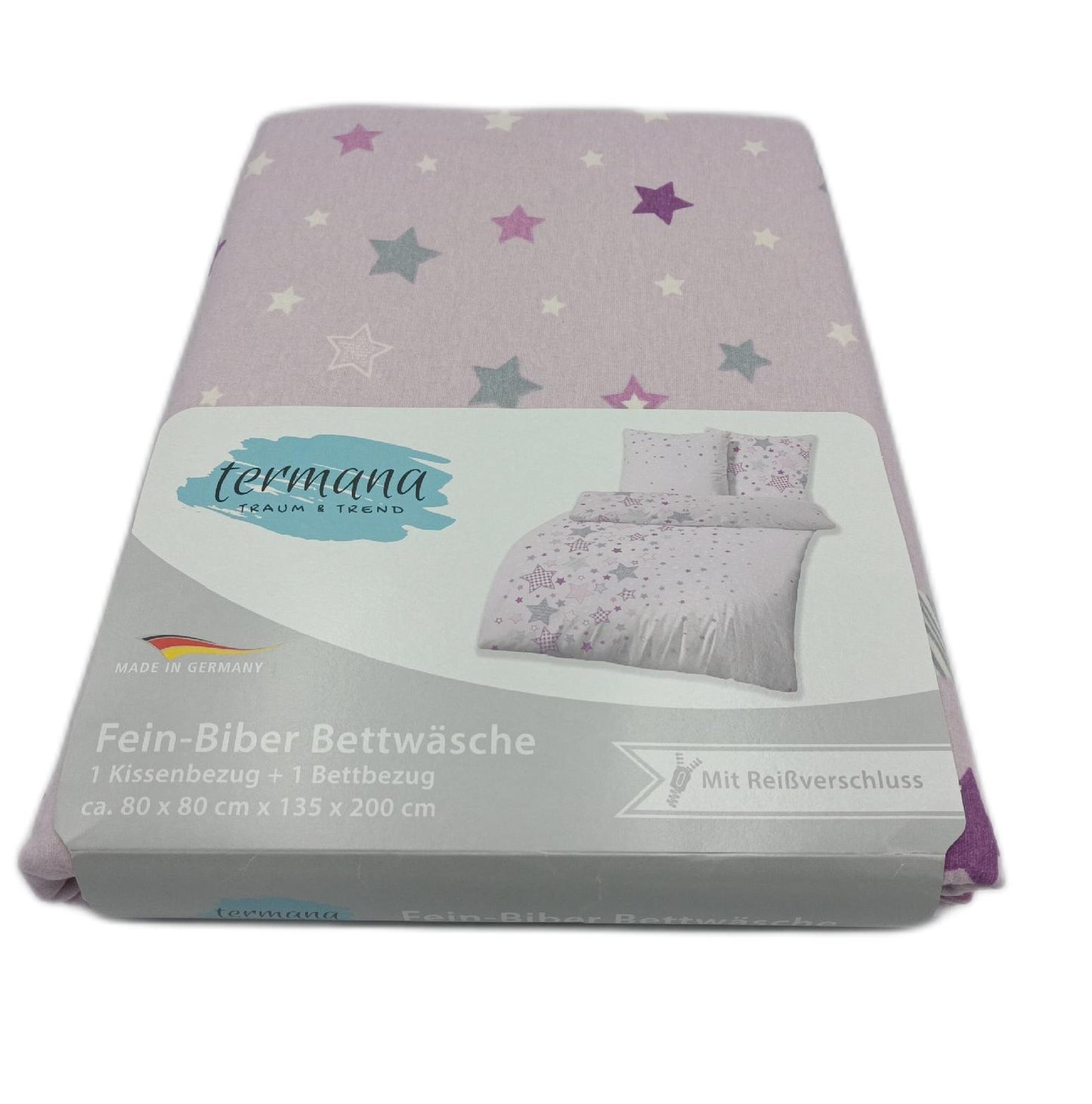 Bettwäsche Set Kinder Bettwäsche Textilien 135x200 Baumwolle Rosa Sterne Schlafkomfort