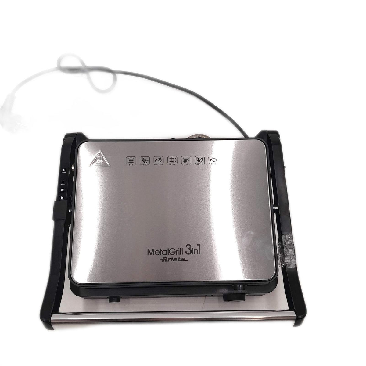 Ariete 1934 MetalGrill 3in1  Elektrogrill für gemischtes Grillen  2000 W  3 Kochmodi  Antihaft-Platten  Silber/Schwarz