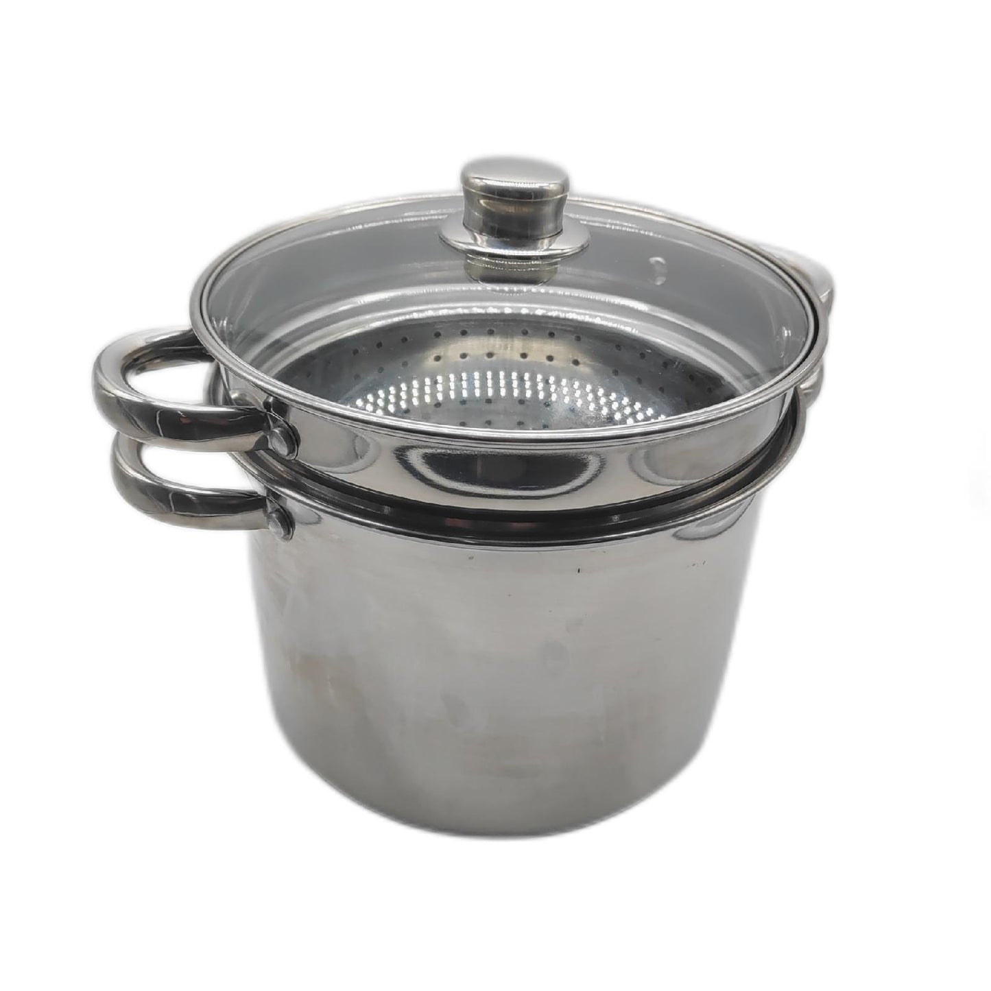 Crealys Schmortopf Kochgeschirr Olymp 8 Liter Edelstahl Glasdeckel robust langlebig