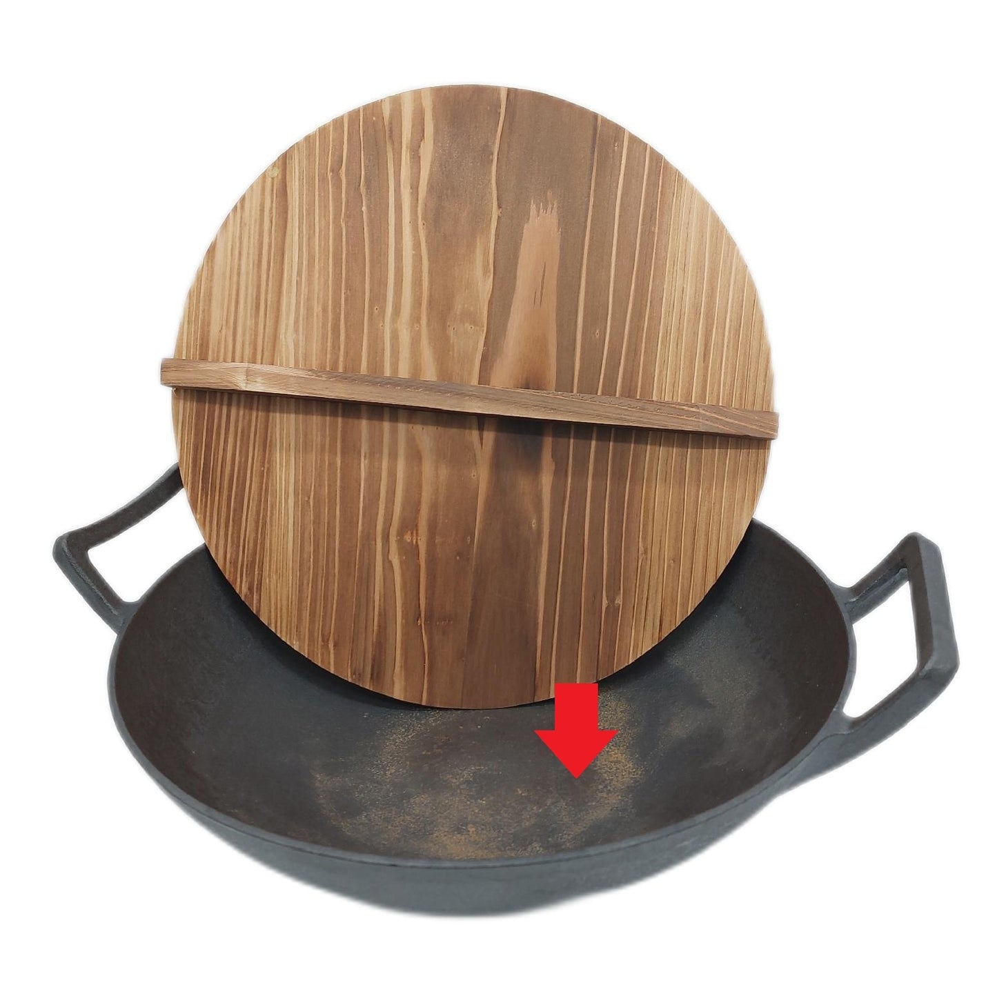 NutriChef Wok Pfanne Kochgeschirr 55 Liter Herd und Holzdeckel Aromatisch vielseitig kräftig