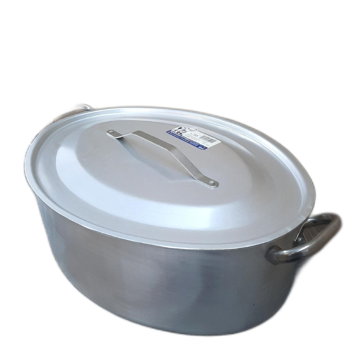Pentole Agnelli Kochtopf oval mit Deckel  aus Aluminium  mit 2 Griffen aus Edelstahl  Silber 50x36x17.5 cm Silber/schwarz