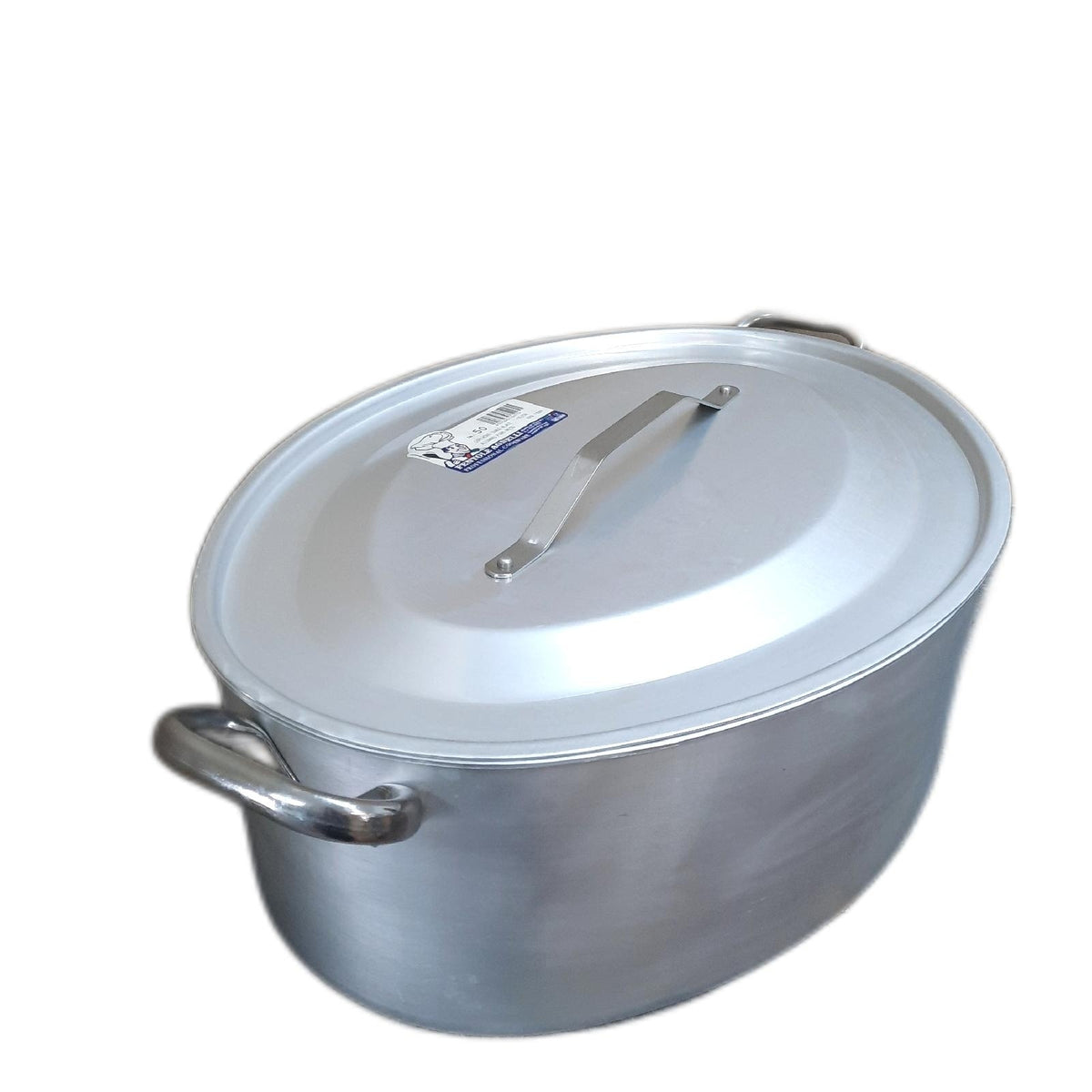Pentole Agnelli Kochtopf oval mit Deckel  aus Aluminium  mit 2 Griffen aus Edelstahl  Silber 50x36x17.5 cm Silber/schwarz