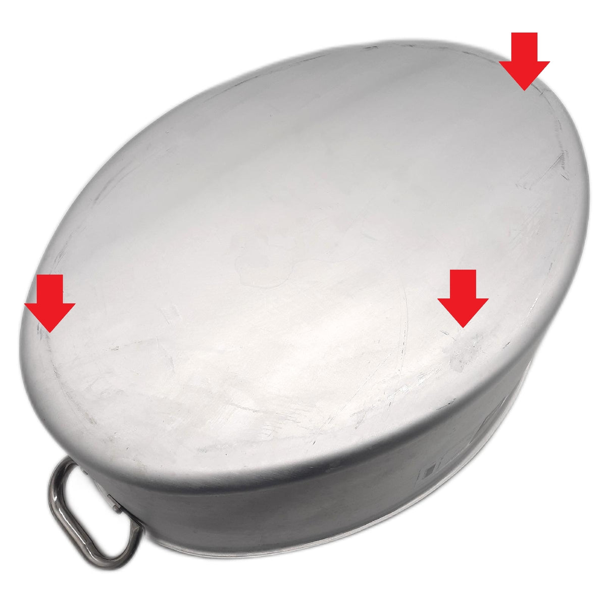 Pentole Agnelli Kochtopf oval mit Deckel  aus Aluminium  mit 2 Griffen aus Edelstahl  Silber 50x36x17.5 cm Silber/schwarz
