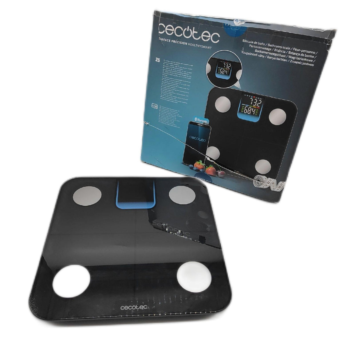 Cecotec Intelligente Badezimmerwaage Surface Precision mit App Bluetooth 25 Parameter LCD 180 kg