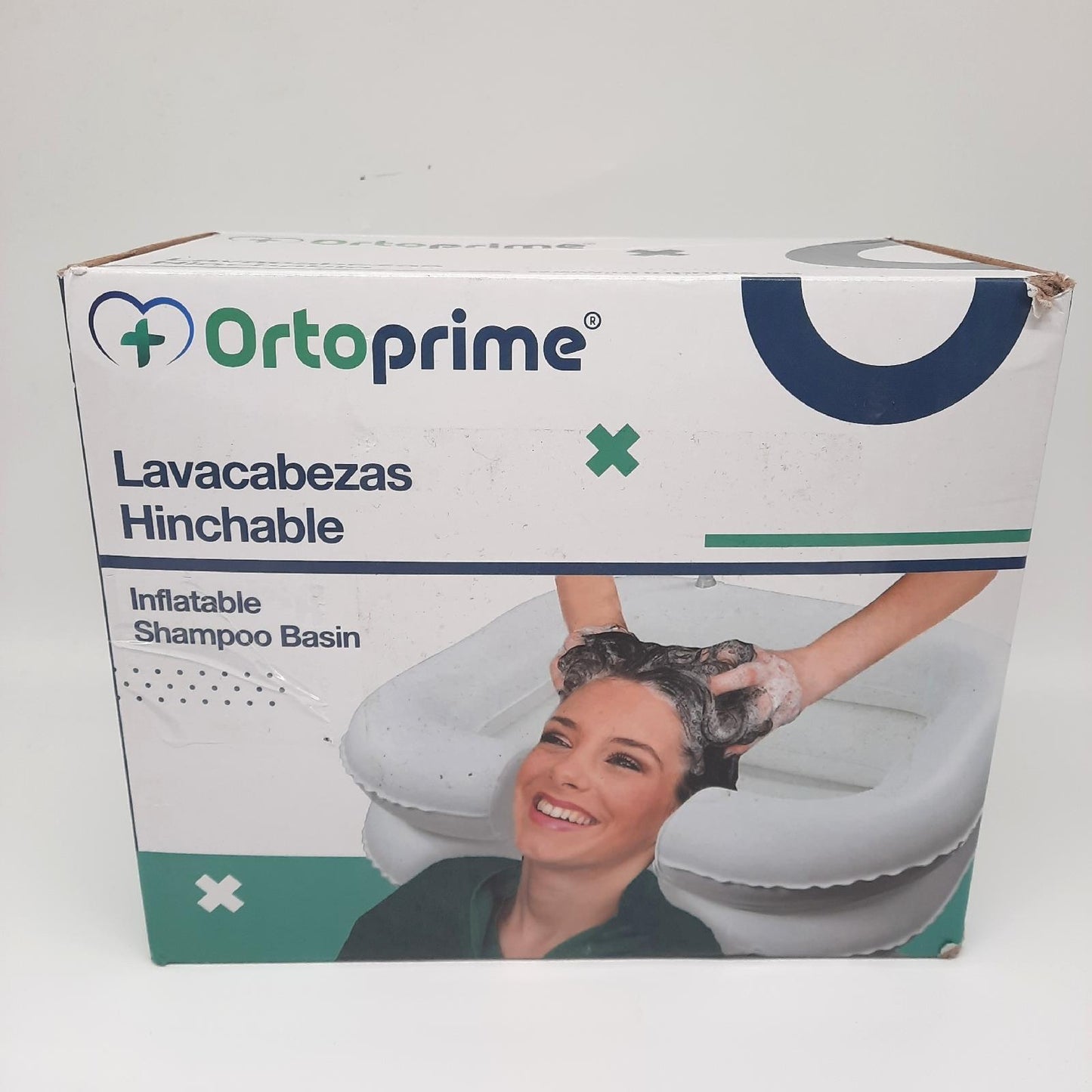 OrtoPrime Waschtisch Hygienebedarf Kopfschonende aufblasbare Waschtisch für Bett Komplettes Set mit Abflussschlauch Einfaches Reinigen