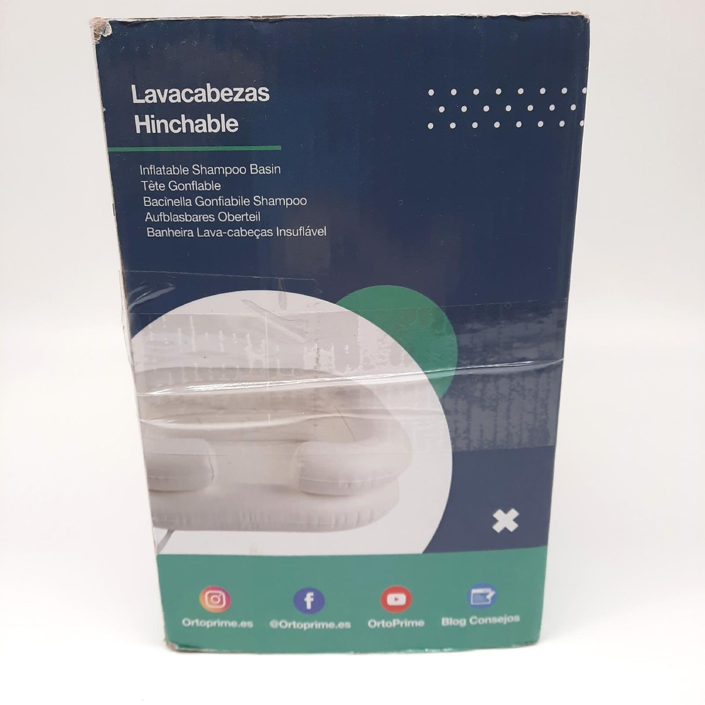 OrtoPrime Waschtisch Hygienebedarf Kopfschonende aufblasbare Waschtisch für Bett Komplettes Set mit Abflussschlauch Einfaches Reinigen