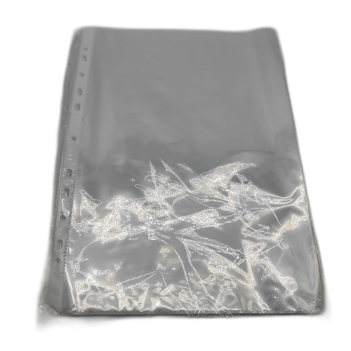 Raylu Paper - 100% recycelbare Polypropylen-Multi-Bohr-Hüllen mit großer Öffnung  verstärkter Rücken  100 Stück Transparent - Glas  Folio - 60 Mikron