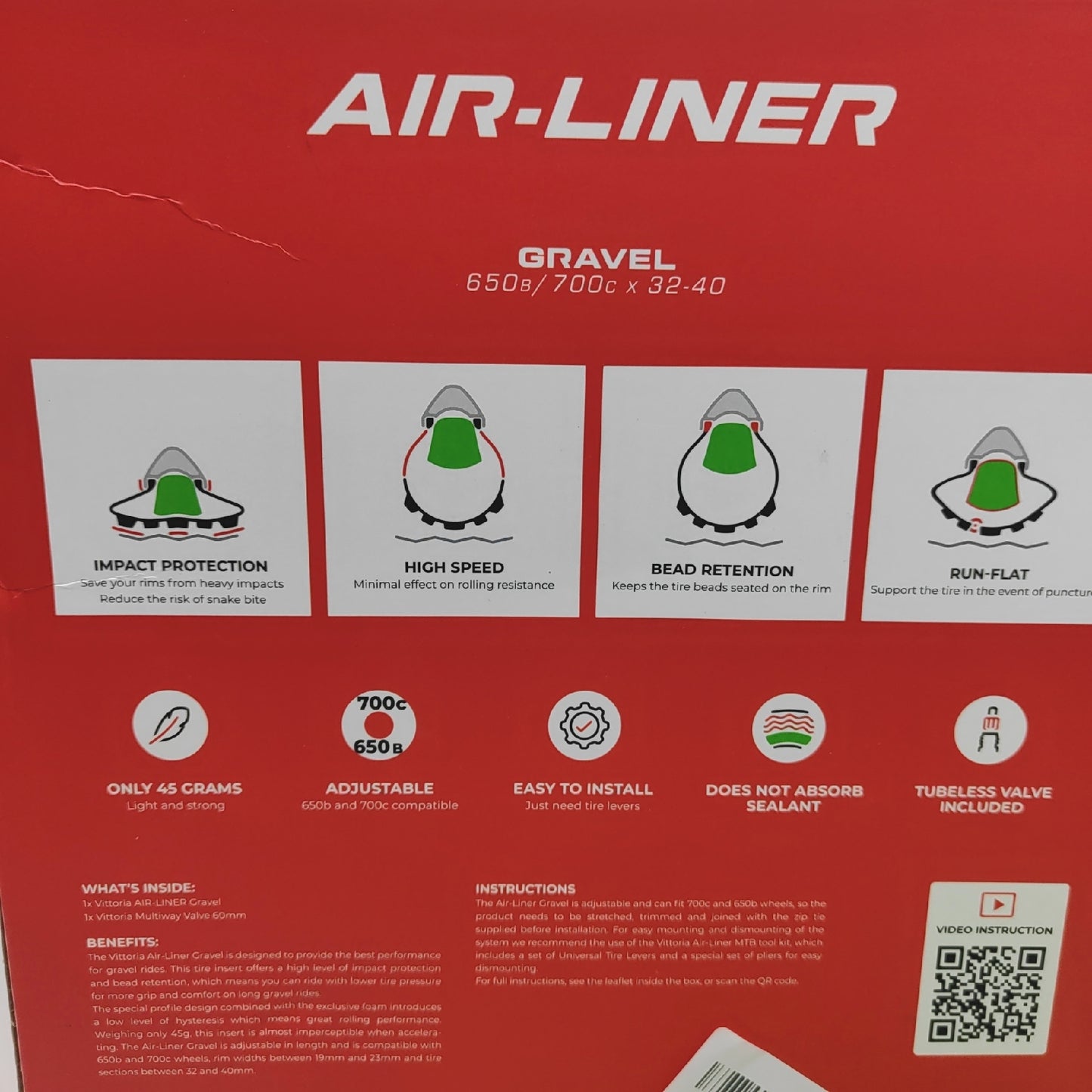 Vittoria Fahrradreifen Einsatz Fahrradteile Air Liner Unisex Grün 700 aerodynamisch langlebig