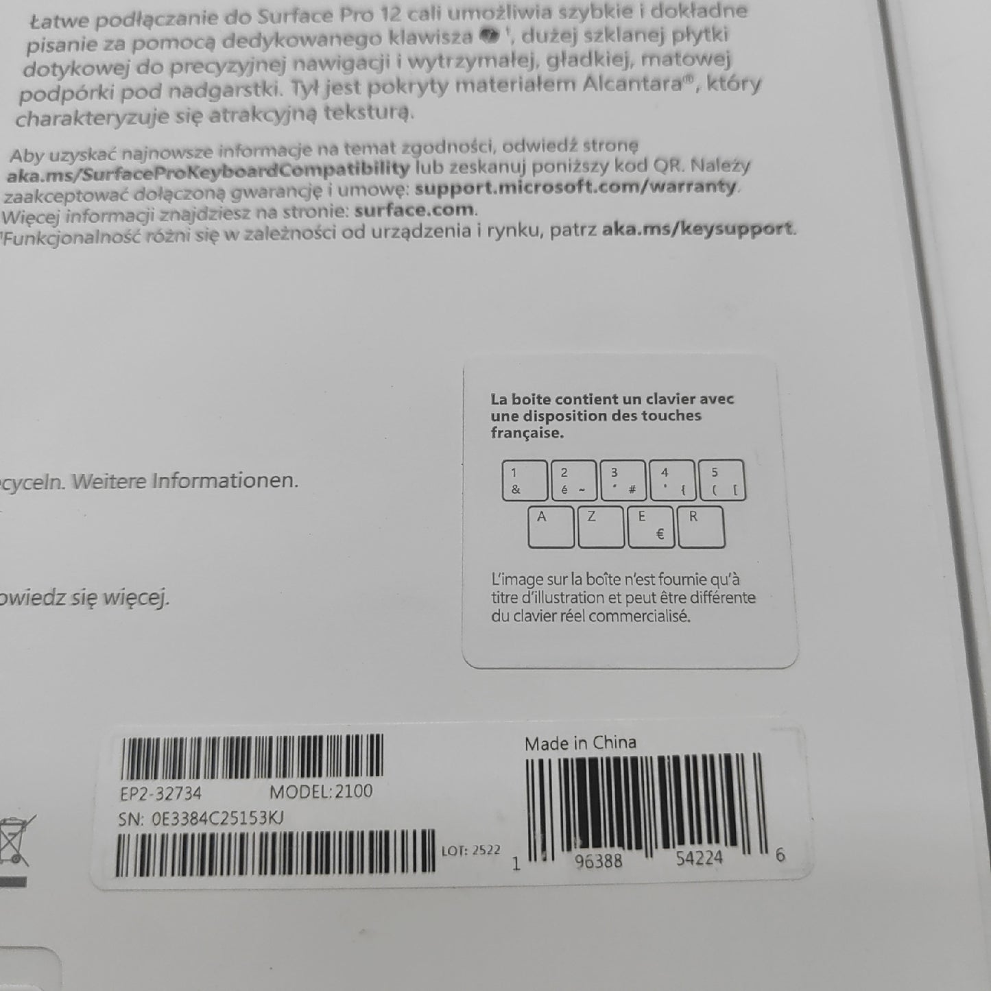 Microsoft Surface Tastatur Zubehör Surface Pro 12 Zoll Azerty Layout Eingabehilfe Keyboard
